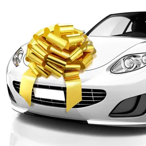 Mifflin-USA Big Car Bow (Metallic Gold, 23 inch) Gift Bow, Giant Bow for Car, Birthday Bow, Huge Car Bow, Car Bows, Big Gold Bow, Christmas Bow for Cars, Gift Wrapping, Big Gift Bow for Car Decor