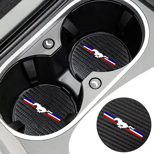 For Ford mustang 1 2Pcs Car Coaster Water Cup Bottle Holder Anti-slip Pad Mat Silica Gel Bottle Holder Pad