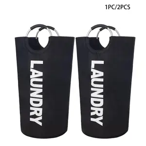 2 Pack 90L Laundry Basket, Waterproof Hamper With Foam Protected Aluminum Soft Grip Handles for Dirty Clothes, Dorm, Family