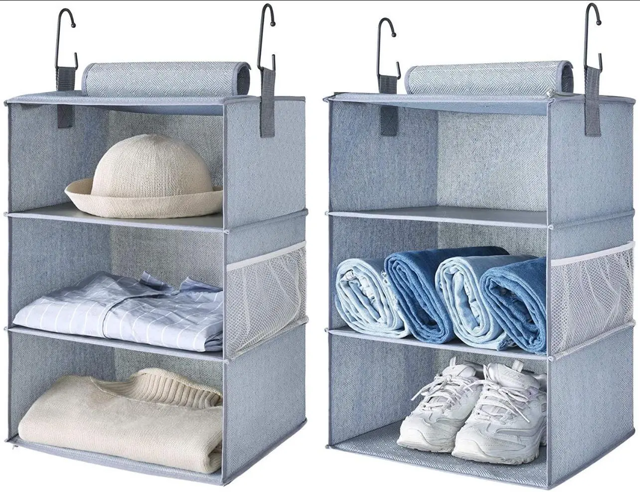 StorageWorks Hanging Polyester Rectangle Closet Organizer - 6-Layer Durable Shelf Rack, 5-10 Kg Capacity, Velcro-Attached Home Supplies Storage Solution
