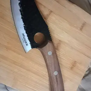 【February Faves】Huusk Hand Forged Viking Kitchen Knife – Japanese High Carbon Steel Full Tang Boning & Slicing Knife with Ergonomic Wooden Handle, Small Chef Knife for Meat, Trimming, BBQ & Outdoor Cooking Holiday Xmas Gift for Men