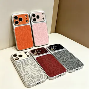Trendy Retro Leopard Print Large Window Phone Case, Reinforced Shockproof Corner Full Body Protective Cover, Anti-Drop Anti-Scratch Non-Slip Slim Light Luxury Aesthetic Shell, Fashion Street Stylish Protective,Compatible17-13 Air Pro ProMax Plus
