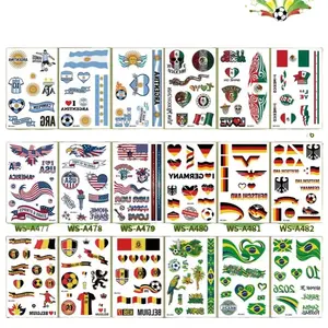 Team Fan Flag Tattoos, Football Face Body Stickers, Sports Match Cheer Temporary Decals, Party Favors 3 Sheets 25 Designs
