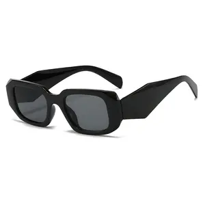 Rectangle Sunglasses for Women Men Retro 90s Rectangular Thick Frame Sun Glasses UV Protection Blue Black Shades