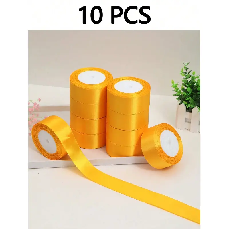 10 Rolls Satin Ribbon DIY Craft Kits - Elastane-Infused for Back to School, Mother's Day, Graduation Uses, Gift Wrapping, Cake Decoration, Home & Festive Supplies