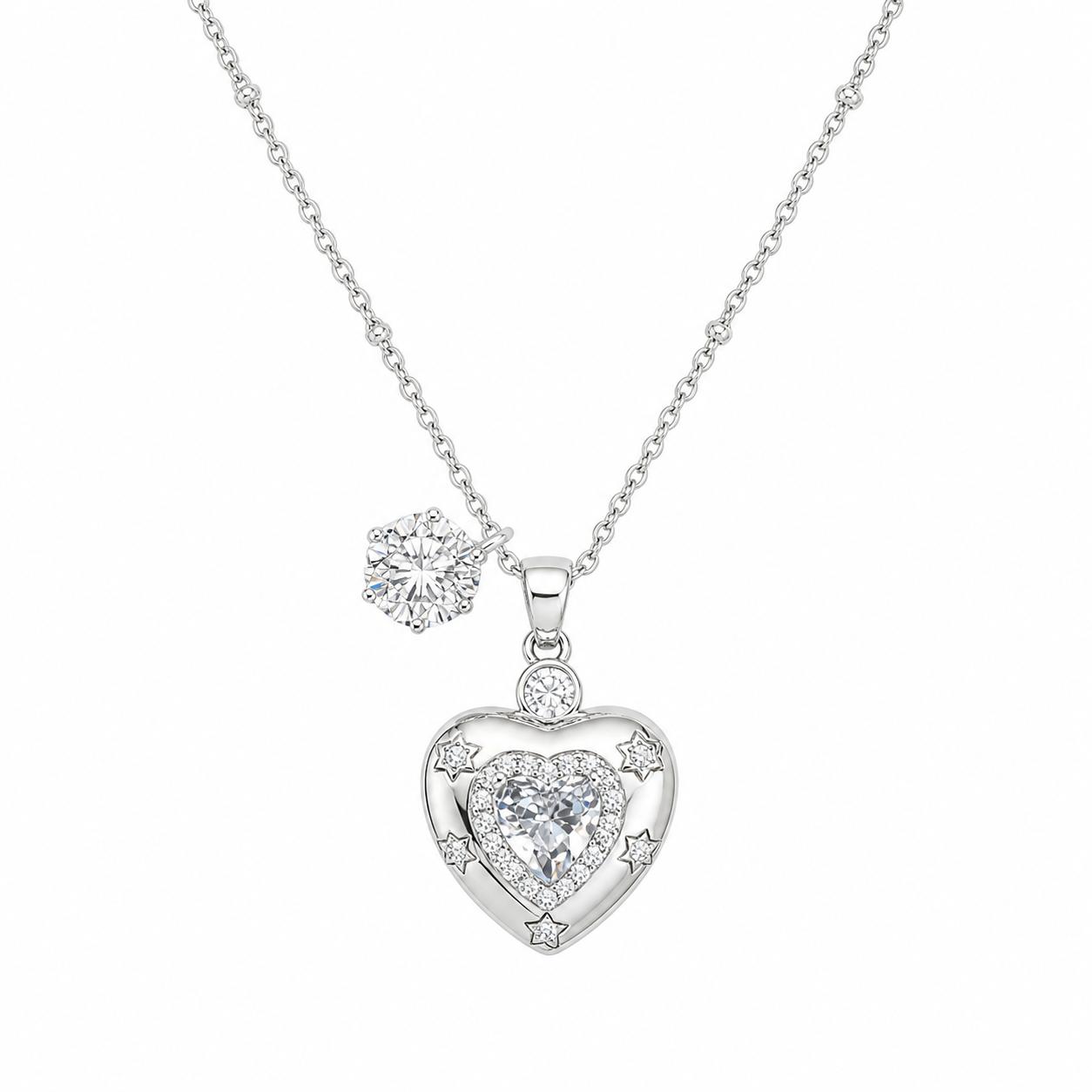 Dainty Satellite Heart Chain Necklace for Women, Cubic Zirconia,Unique Clavicle Chain with Stacked Heart Pendant, Costume Jewelry, Accessories for Women, Unique Gifts, Womens Gifts, Back to School, Gifts For Women