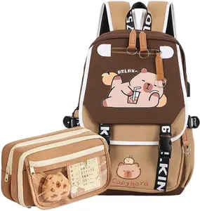 Cute Capybara Backpack Kawaii Kapibara Backpack Large Capacity Cartoon Backpacks Capybara Mochila