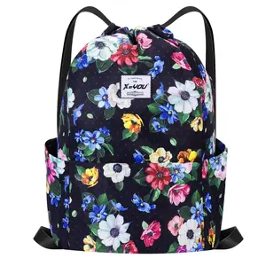 Drawstring Sports Backpack Lightweight Gym Yoga Sackpack Shoulder Rucksack Casual Outdoor Daypack for Women and Men