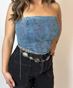 KELSEA DENIM TIE UP CORSET (DENIM)