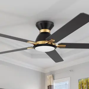 Byrness Low Profile Modern Ceiling Fan with LED Light and Remote 60 inch