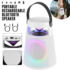 Dazone Rechargeable Wireless Bluetooth Speaker With Led Party Lights Powerbank Support Phone Charging AUX TWS USB TF Cards Function White