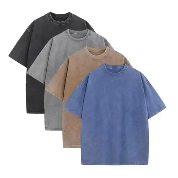 Women's Digitex 4-Pack Truesized Garments, Plain Shortsleeve Classic Unisex Heavyweight 100% Cotton Acid Wash Baggy T-Shirts, Fitness Gym Casual Daily Tops - Comfortable Fabric, Oversized, Acid Wash Women's T-Shirts, Clothes, Piece, Basic
