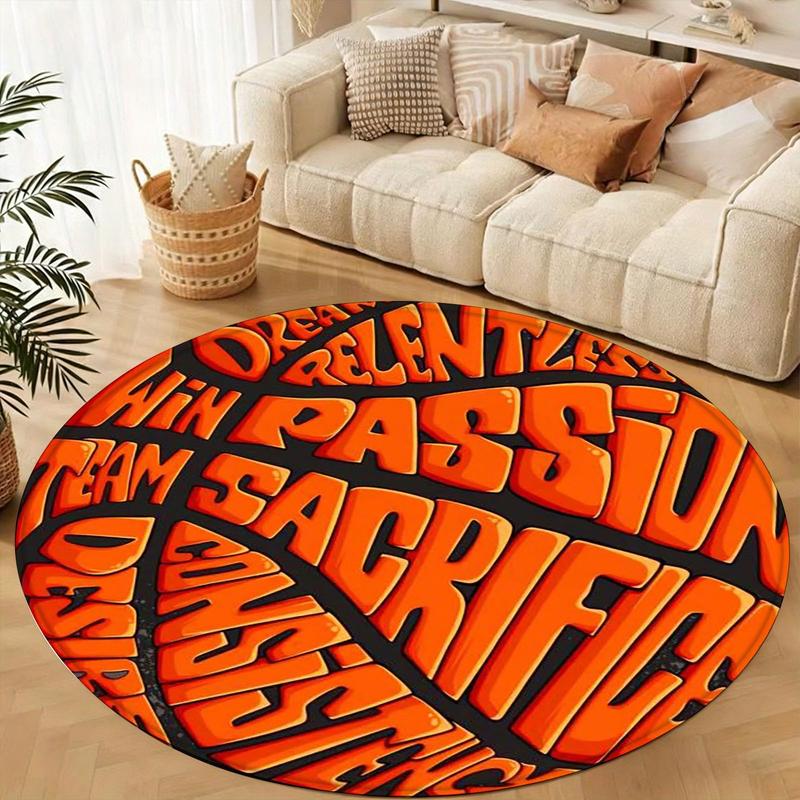1pc Sports Theme Basketball Inspirational Rug, Durable Non-Slip Polyester Carpet for Gym Decor, Vibrant Indoor Home Decoration
