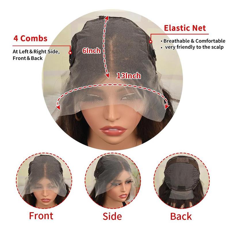 Red Highlight Balayage Color Straight 200% Density Lace Frontal Human Hair Wigs Burgundy and Red Highlight 13X6 HD Transparent Lace Pre Plucked Natural Hairline For Woman Ombre Human Hair Wigs