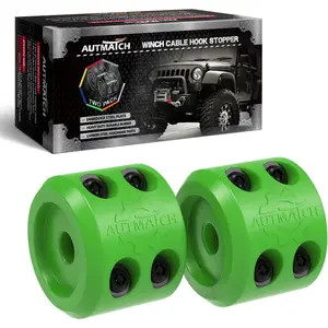 AUTMATCH Winch Cable Hook Stopper (2 Pack), Silicone Rubber Winch Stopper for Wire & Synthetic Rope, Winch Line ATV UTV, Shock Absorbent, Prevent Pulling Bounce and Abrasion, Green Qingdao Haimaicheng Trading Co., Ltd.
