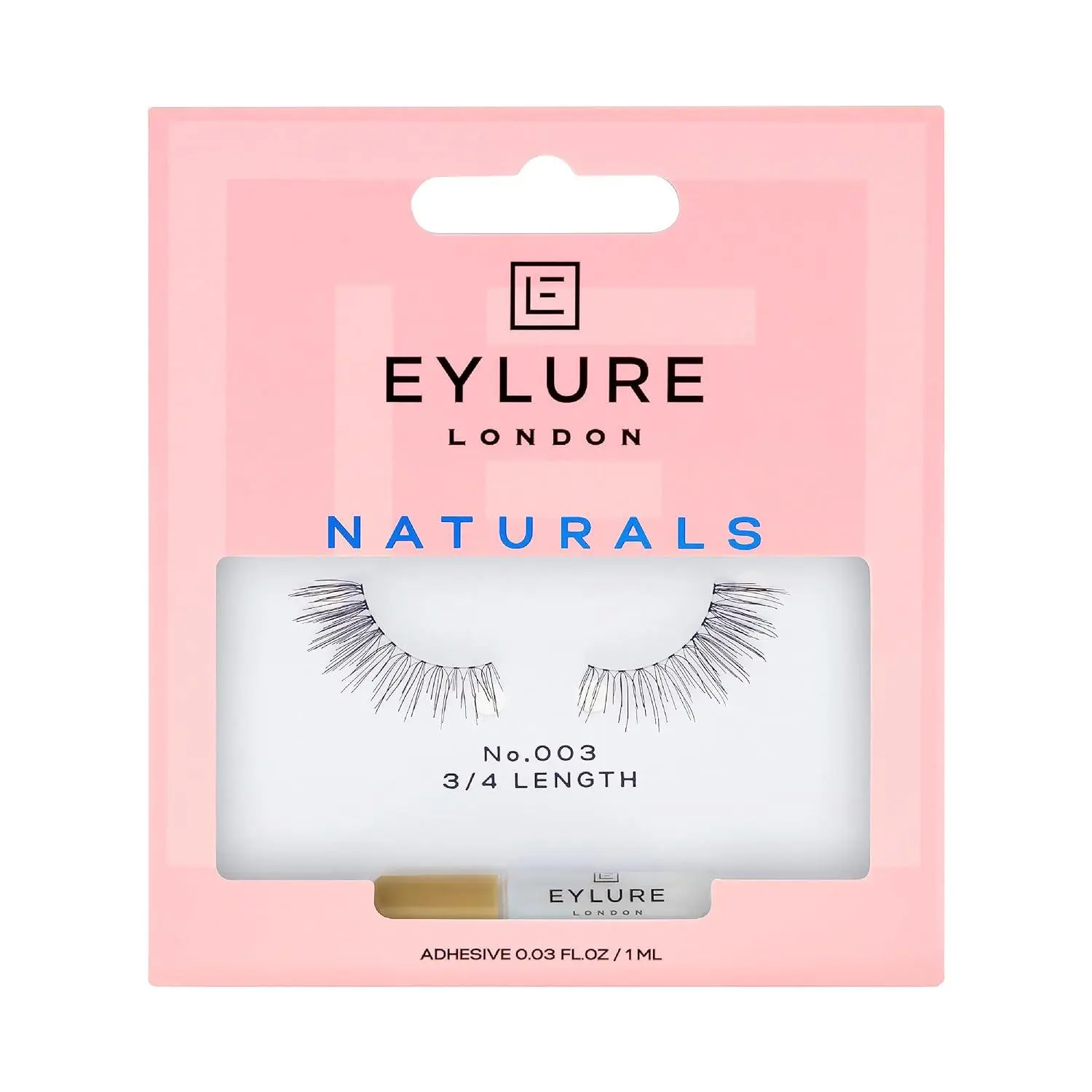Naturals False Lashes, Style No. 003, Reusable, Adhesive Included, 1 Pair Eyelashes Makeup