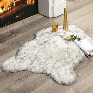 Rug Soft Shaggy Faux Fur Area Rug Luxury Plush Sheepskin Carpet for Bedroom Living Room Sofa Chair 2 x 3 Feet, Gradient Grey