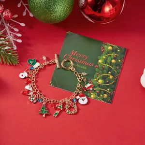 Festive Christmas Charm Bracelet 10cm Christmas Tree Style with Bag Clip Holiday Jewelry Gift in Christmas-Themed Box