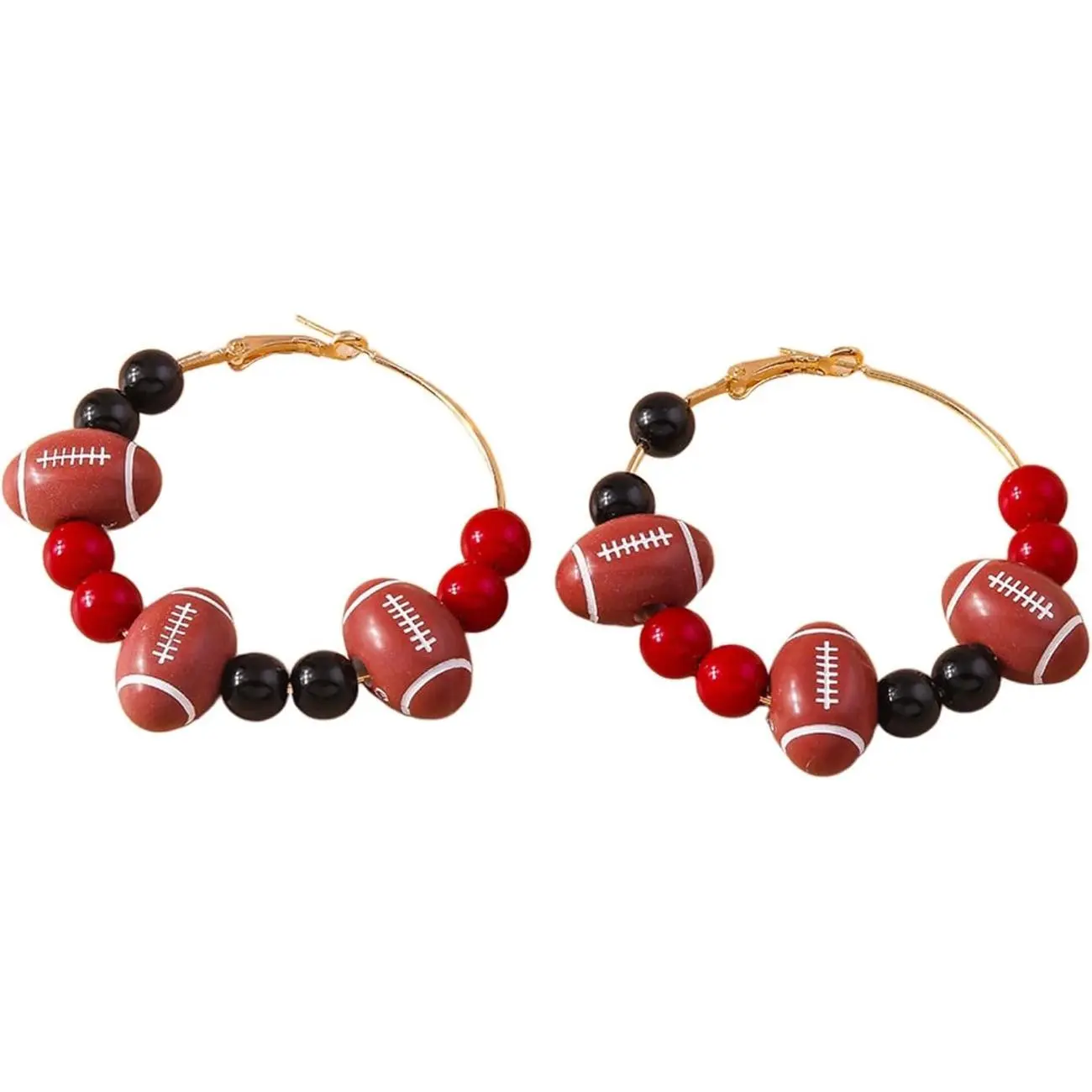 Sports Earrings for Women Men Volleyball Hoop Earrings Soccer Earrings Gold Hoop Beaded Sports Jewelry