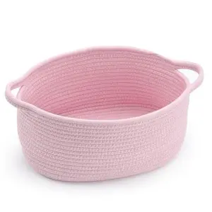 Small woven burr basket with gift bags and ribbons durable baskets for  Easter christmas gifts empty small rope basket for storage 13"X 8" X 6" baby toy baskets with handles, decorative organizer box