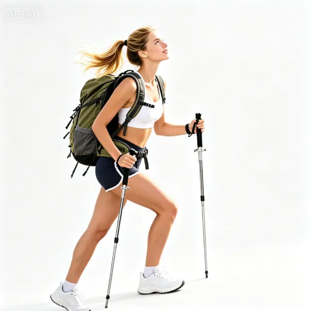 Abrasion Resistant Hiking Sticks - Lightweight Aluminum Frame Double Poles, Quick-Lock, Non-Slip Grip, Height Adaptable, Spring Shock-Absorber, Compact Fold-Up, All-Terrain, Sweat-Wicking Strap, Portable Storage, for Backpackers, Outdoors, Trail Running