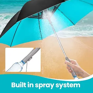 Portable Refreshment: 2024 3-in-1 Fan and Mist Spraying Umbrella with UV Protection Lightweight Cover