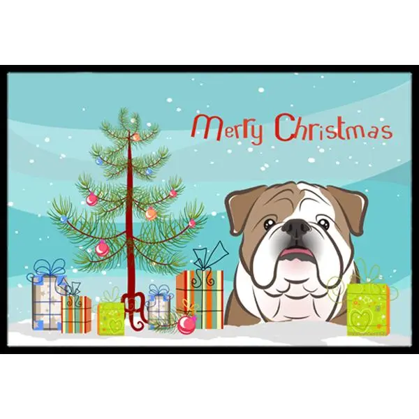 212 MAIN Carolines Treasures Christmas Tree & English Bulldog Indoor-Outdoor Use Mat, 18 x 27 in