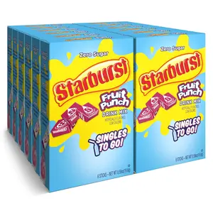 Starburst Singles To Go Powdered Drink Mix, Fruit Punch Flavor, Sugar Free, Just Add Water, 6 Sticks per Box, Pack of 12 Boxes