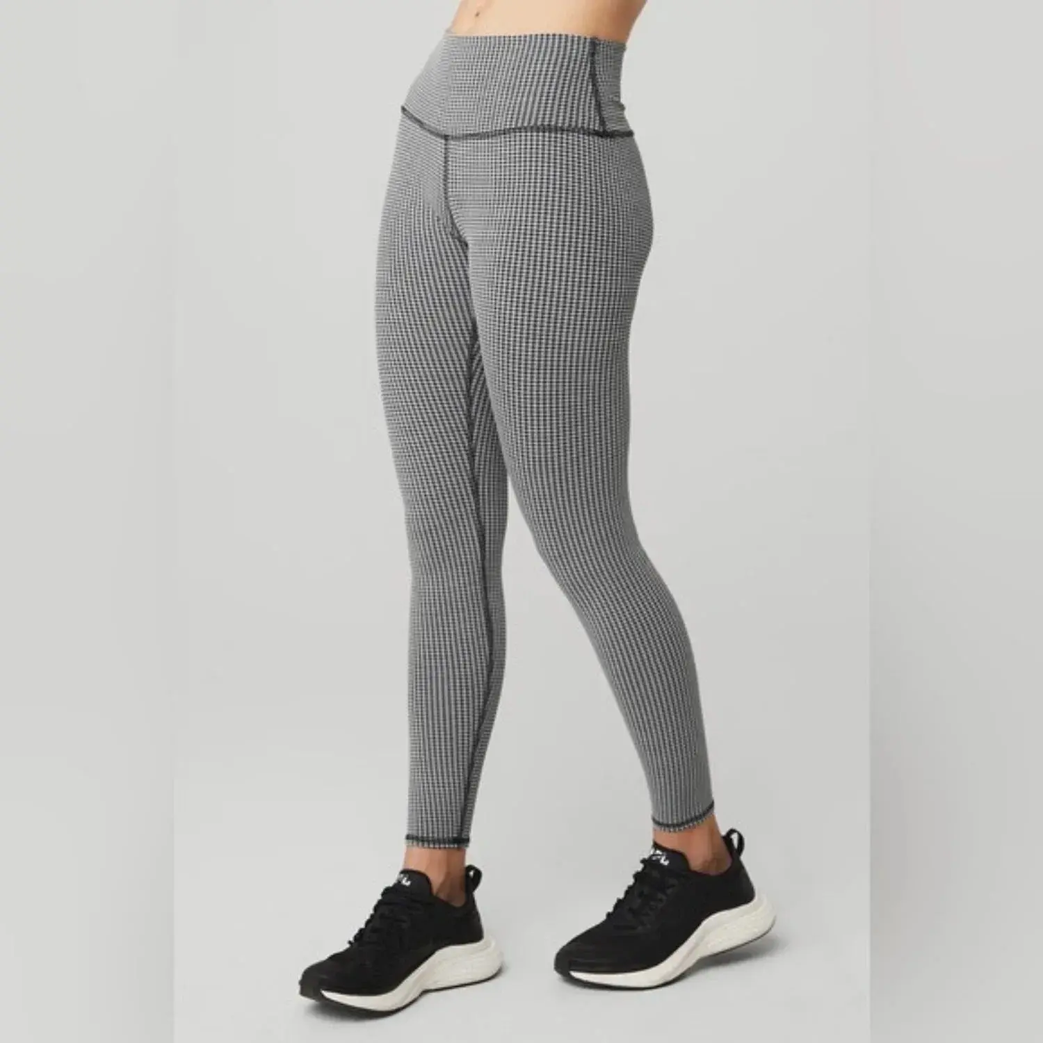 Alo Yoga Micro Houndstooth High Waist Leggings in White/Black | Women's