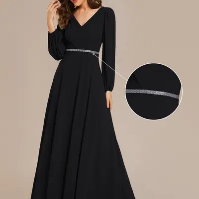 knee length dresses for ladies Elegant A-Line Strapless Sleeveless Pleated Appliques Chiffon Tiered Floor Length Prom Dresses Party Dress Evening Gown With High Side Slit And Train