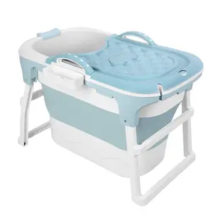 39" Portable Folding Bathtub, Small Foldable Tub with Ergonomic Seat & Massage Roller, Large Collapsible Tub, Freestanding Surround Collapsible Tub, Effortless Foldable Bathtub