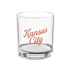 Kansas City Watercolor Rocks Glass | Vintage Style | KC Gift for Fans | Game Day Barware
