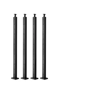 VEVOR Level Drilled Cable Railing Post, 12 Holes, 42x2x2 Inches Stainless Steel Cable Railing System Kit for Indoor Outdoor Deck Balcony, 4 Pack, Black, Product ID 4JZLGZXHS106URZU0001V0VEVOR Super Brand Day