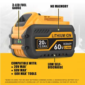 【Compatible DeWalt FLEX 20V/60V 12000mAh 】 Replace for DeWalt 12.0Ah Battery Compatible with  606 609 612 DCB Series  Tool Battery and Chargers  Black Friday GET A CHARGER Christmas Gift