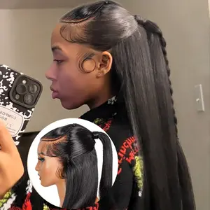 Alipearl Hair Ponytail Wig Human Hair Half Up Half Down Straight 13x4 Lace Frontal Wig Pre Styled Beginner Friendly Glueless Wigs FallFreshness