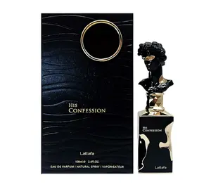 Lattafa His Confession for Men Eau de Parfum Spray, 3.4 Ounce / 100 ml | Lattafa New Release  | Long Lasting Fragrance | Spicy, Amberwood, Vanilla