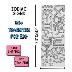Zodiac Signs | Dollar Deals DTF Transfer Gang Sheet For Graphic Tees