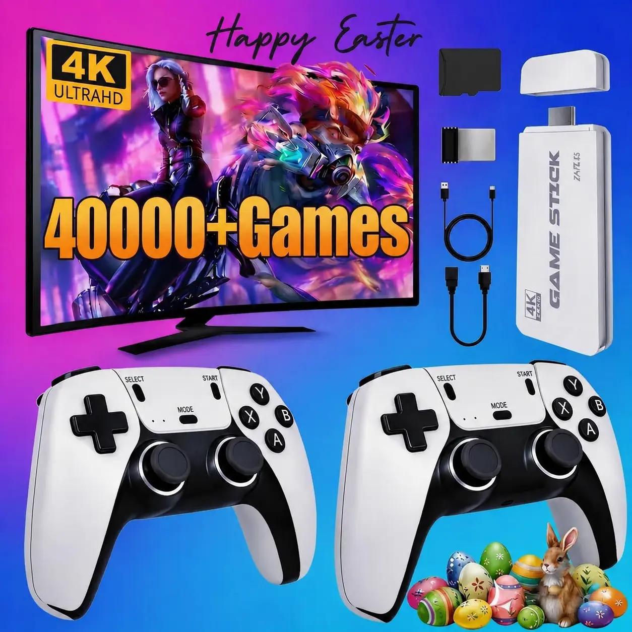 2026 Upgraded Retro Family Home Game Console with Wireless Controller, Button-Equipped Gaming Product for TV/Monitor, Digital Cable & Stick Included, All-Ages Summerwins Gaming Console