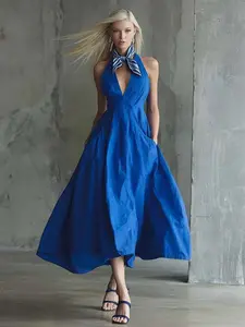 Women's Casual Comfortable Breathable Sleeveless Lightweight Fabric Basic A-Line Midi Bikini Dress, Ideal for Daytime Sports & Outdoor Activities