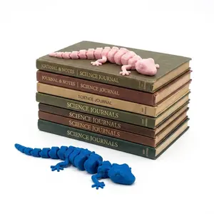 3D-printed movable gecko stress-relief figurine, flexible-feeling lizard mystery box, stress-relieving desktop pet, 9.5 cm in size, colorful, highly collectible.