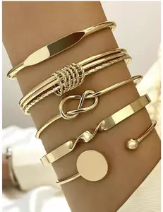 5pcs Bohemian Style Women's Metal Bracelet Set