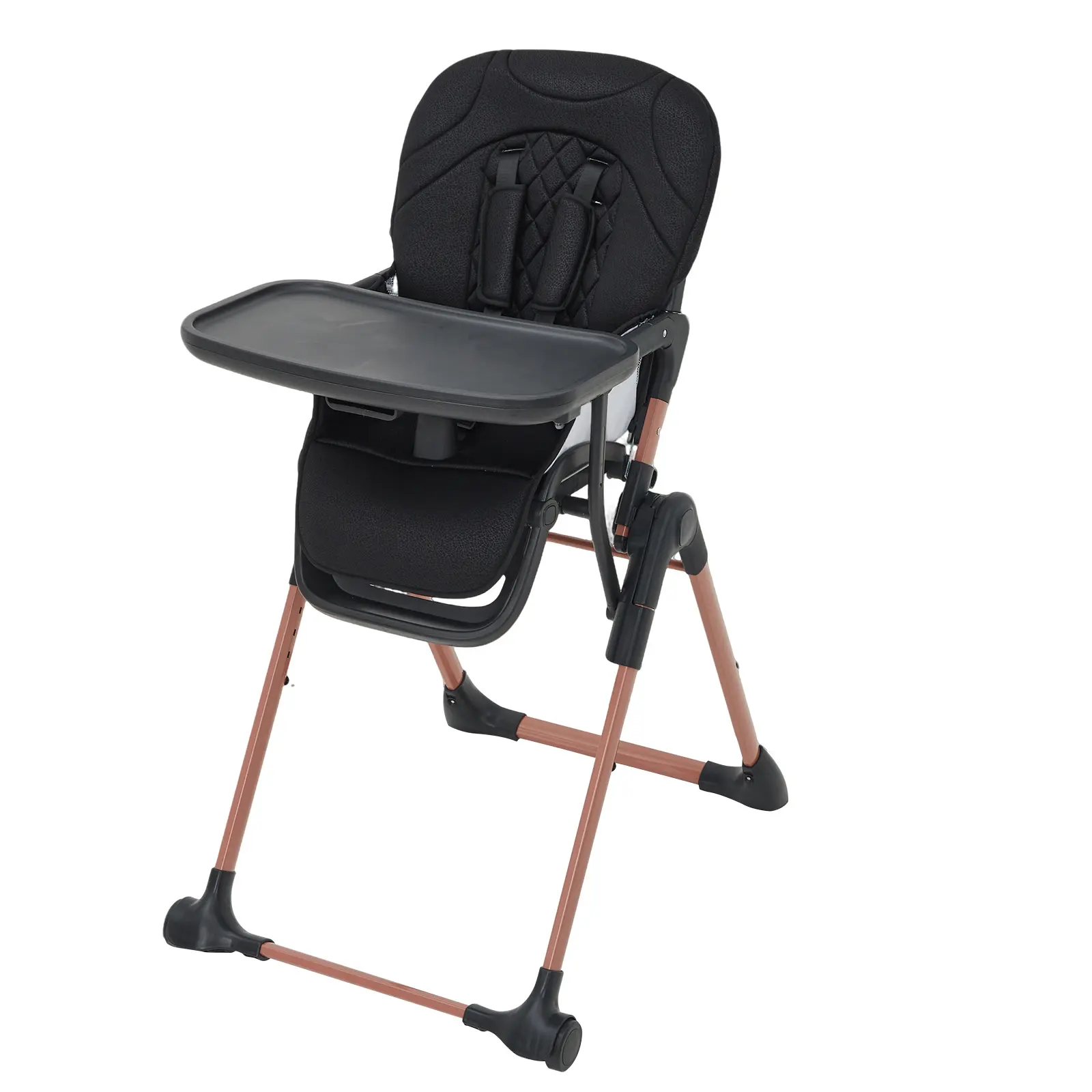 Portable 3-in-1 High Chair for Babies 6-36 Months – Collapsible Folding Toddler Feeding Seat with Adjustable Height, Double Removable Trays, 5-Point Safety Harness, Grows with Your Child