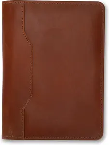 Leather Junior Padfolio for Men Women Business Portfolio Folder Compact 5 x 8 Legal Pad Organizer with Pen Loop Professional Resume Interview Document Holder Padfolio (Cognac Brown)