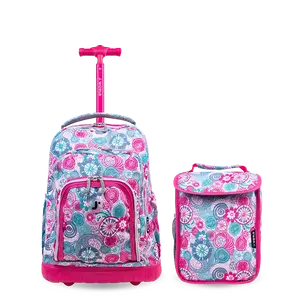 Lollipop Kids Rolling Backpack With Lunch Bag (16 Inch) in Blue Raspberry
