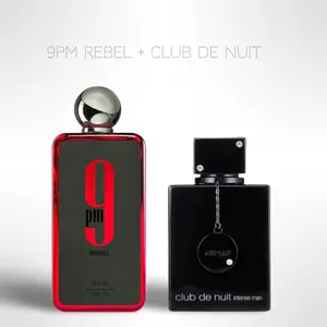 Afnan 9pm Rebel + Club de Nuit 100ml (3.4oz) - Fragrance Collection Starter Pack - Fragrance Gift Bundle cologne