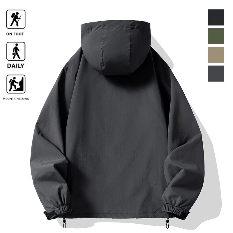 Half Zipper Mountain Style Loose Fit Pullover Hooded Outdoor Casual Autumn Trendy Brand Men's Jacket - Men's Jackets - Men's Clothing