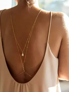 Elegant Multilayer Backless Pearl Pendant Necklace, Chain Accessory for Women, Stylish Back Jewelry for Daily Wear