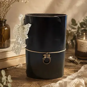 Pocket-Sized "Whisper & Lace" Leather Journal, Stationery Office Supplies, Office Accessories