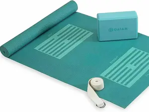 GAIAM BEGINNERS YOGA STARTER KIT SET, TEAL