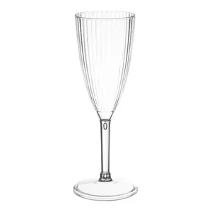 8 oz. Clear Stripe Round Disposable Plastic Champagne Flutes
